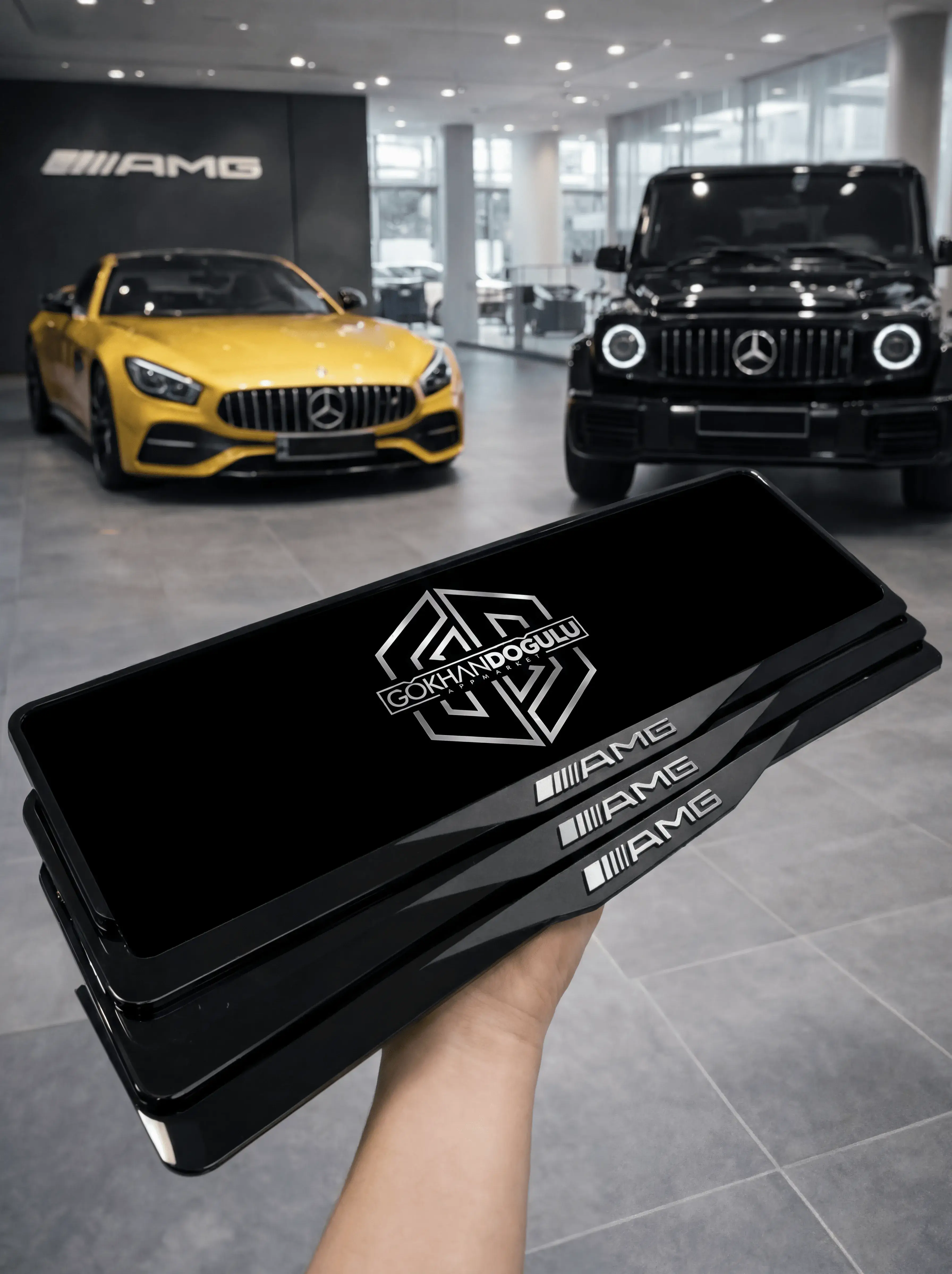 Ortası Mat Premium Ultra Lüks AMG Plakalık